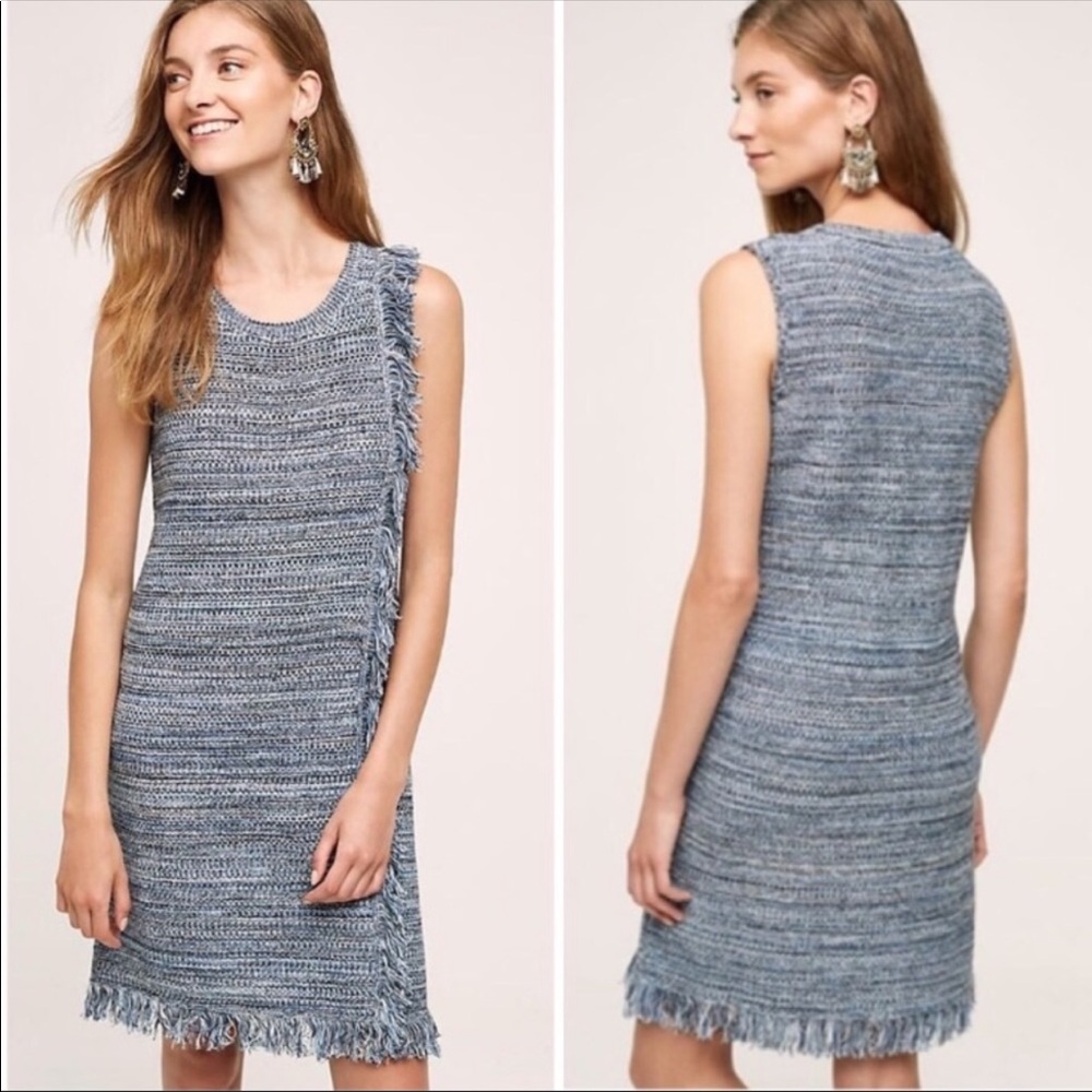 ❄️Anthropologie Sleeveless Sweater Dress Fringe L